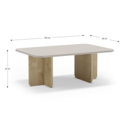 Rechteckiger Couchtisch aus Eiche und Creme, 100 x 60 x 42 cm | Hillary