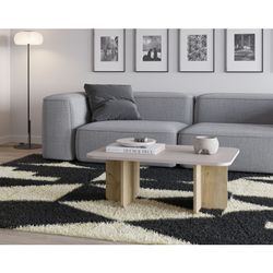 Rechteckiger Couchtisch aus Eiche und Creme, 100 x 60 x 42 cm | Hillary