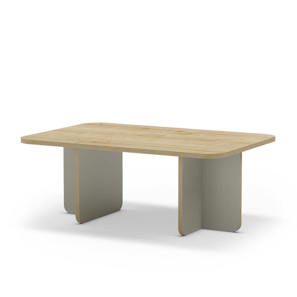 Mesa de centro rectangular de madera en color roble y verde, 100 x 60 x 42 cm | Hillary