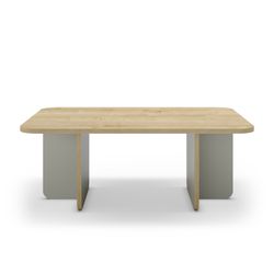 Prostokątny drewniany stolik kawowy w kolorze dębowym i zielonym, 100 x 60 x 42 cm | Hillary