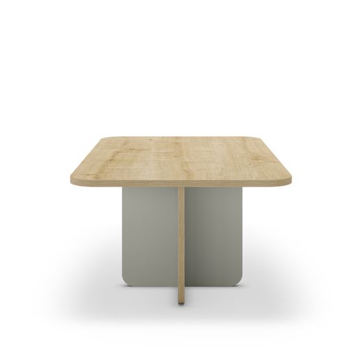 Prostokątny drewniany stolik kawowy w kolorze dębowym i zielonym, 100 x 60 x 42 cm | Hillary