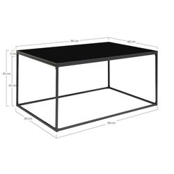 Tavolino rettangolare in legno e acciaio nero, 60 x 90 x 45 cm | Vita