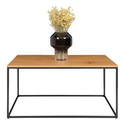 Rectangular coffee table made of wood and steel in oak and black, 60 x 90 x 45 cm | Vita