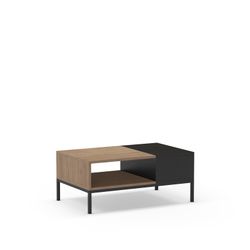 Mesa de centro retangular em madeira e metal, carvalho e preto, 90 x 56 x 40 cm | Cailin