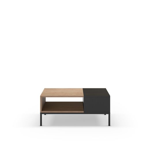 Mesa de centro retangular em madeira e metal, carvalho e preto, 90 x 56 x 40 cm | Cailin