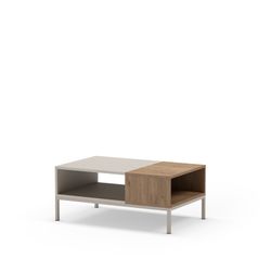 Prostokątny stolik kawowy z drewna i metalu, kolor kremowy i dębowy, 90 x 56 x 40 cm | Cailin