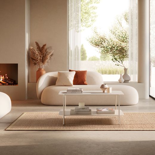 Table basse rectangulaire en métal beige, 90 x 58,4 x 40 cm | Beatrix