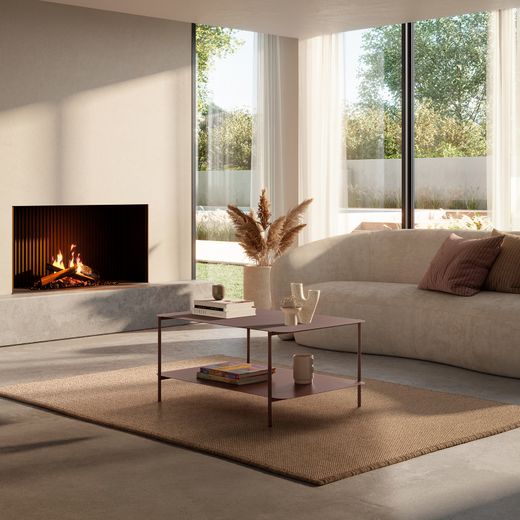 Table basse rectangulaire en métal couleur terre cuite, 90 x 58,4 x 40 cm | Beatrix