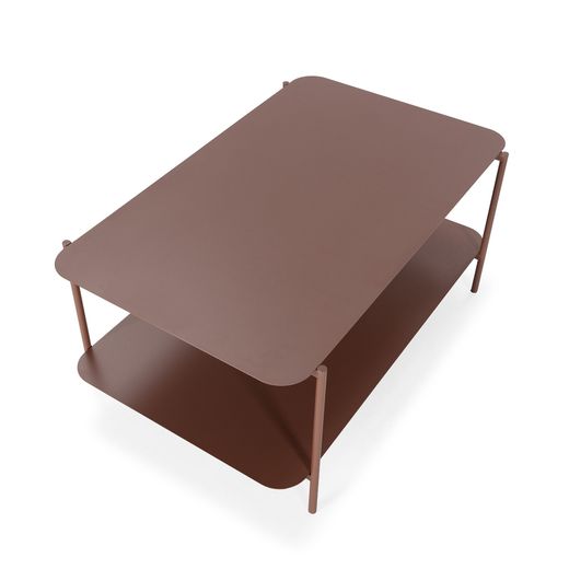 Table basse rectangulaire en métal couleur terre cuite, 90 x 58,4 x 40 cm | Beatrix