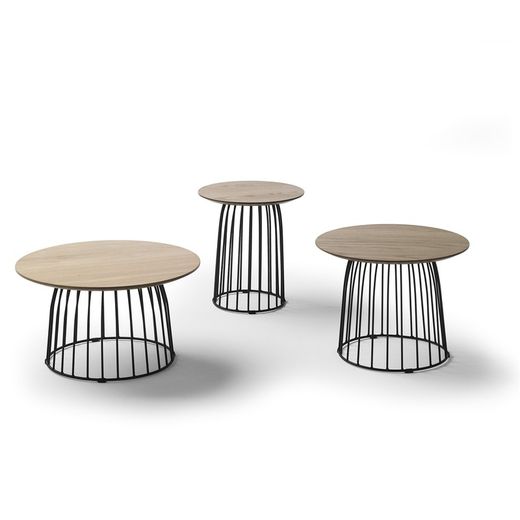 City S rundt sofabord i egetræ. Sorte metalben 40 x 40 x 45 CM