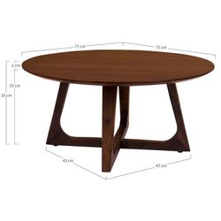 Round walnut veneer coffee table in walnut color, 75 x 75 x 36 cm | Hellerup