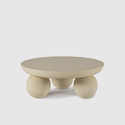 Runder Couchtisch aus Mangoholz in Weiß, 90 x 90 x 35 cm | Ailen