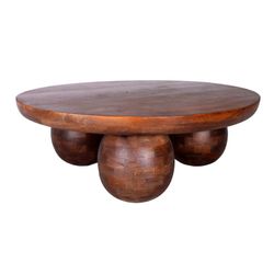 Round coffee table made of mango wood in dark brown, 100 x 100 x 28 cm | Ailen