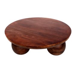 Round coffee table made of mango wood in dark brown, 100 x 100 x 28 cm | Ailen