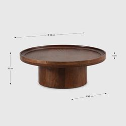 Tavolino rotondo in legno di mango color marrone scuro, 80 x 80 x 30 cm | Gisella
