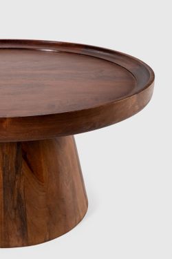 Table basse ronde en bois de manguier marron foncé, 80 x 80 x 40 cm | Rose