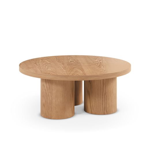 Mesa de centro redonda de madera en color roble, 100 x 100 x 40 cm | Arancha