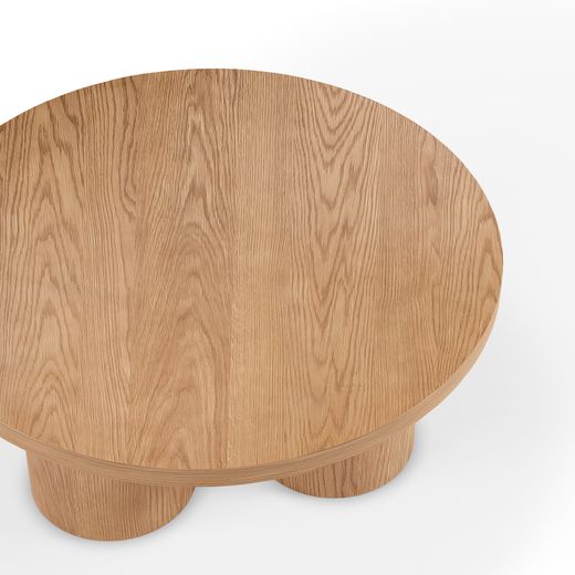 Table basse ronde en bois couleur chêne, 100 x 100 x 40 cm | Arancha