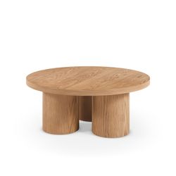 Table basse ronde en bois couleur chêne, 100 x 100 x 40 cm | Arancha