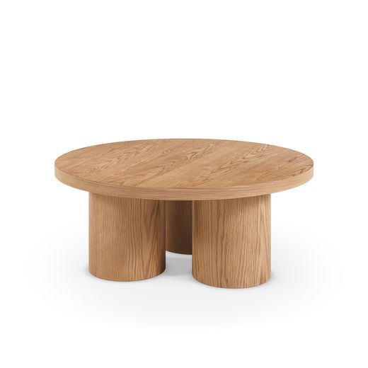 Table basse ronde en bois couleur chêne, 100 x 100 x 40 cm | Arancha