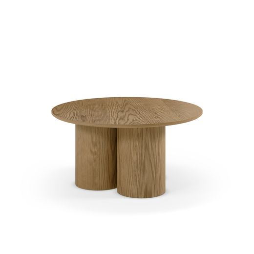 Mesa de centro redonda de madera en color roble, 80 x 80 x 40 cm | Lua