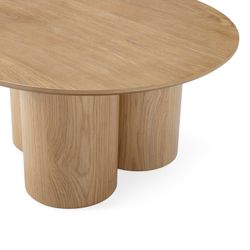Table basse ronde en bois couleur chêne, 80 x 80 x 40 cm | Lua