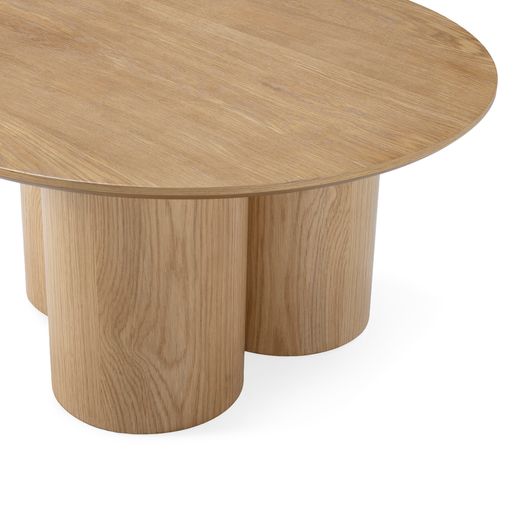 Table basse ronde en bois couleur chêne, 80 x 80 x 40 cm | Lua