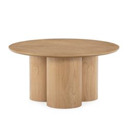 Table basse ronde en bois couleur chêne, 80 x 80 x 40 cm | Lua