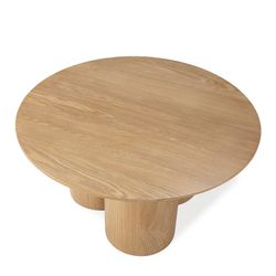Table basse ronde en bois couleur chêne, 80 x 80 x 40 cm | Lua