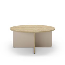 Runder Couchtisch aus Eiche und Creme, 80 x 80 x 38 cm | Hillary