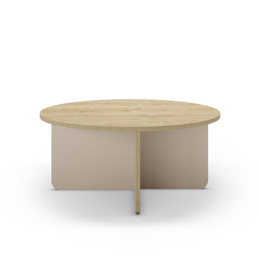 Runder Couchtisch aus Eiche und Creme, 80 x 80 x 38 cm | Hillary