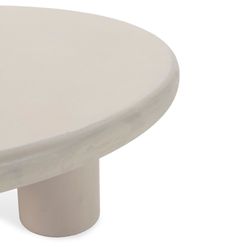 Table basse ronde en bois effet ciment crème, 80 x 80 x 37 cm | Iriel