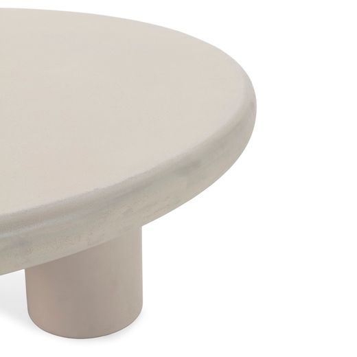 Table basse ronde en bois effet ciment crème, 80 x 80 x 37 cm | Iriel