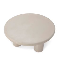 Table basse ronde en bois effet ciment crème, 80 x 80 x 37 cm | Iriel