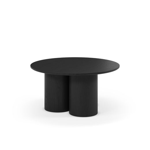 Mesa de centro redonda de madera en negro, 80 x 80 x 40 cm | Lua