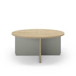 Runder Couchtisch aus Holz in Grün und Eiche, 80 x 80 x 38 cm | Hillary