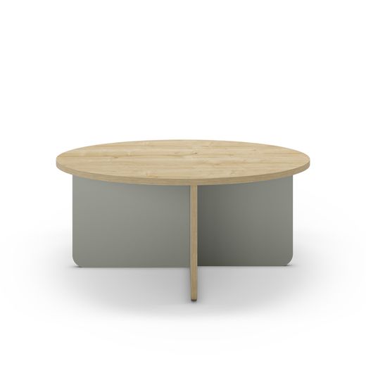 Runder Couchtisch aus Holz in Grün und Eiche, 80 x 80 x 38 cm | Hillary