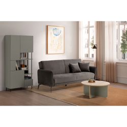 Runder Couchtisch aus Holz in Grün und Eiche, 80 x 80 x 38 cm | Hillary