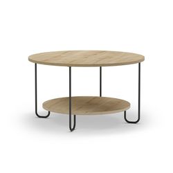 Mesa de centro redonda de madeira e metal em carvalho e preto, 80 x 80 x 45 cm | Tonka