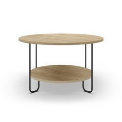 Mesa de centro redonda de madeira e metal em carvalho e preto, 80 x 80 x 45 cm | Tonka