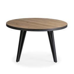 Mesa de centro redonda de madeira e metal natural e preto, 80 x 80 x 45 cm | Sindi