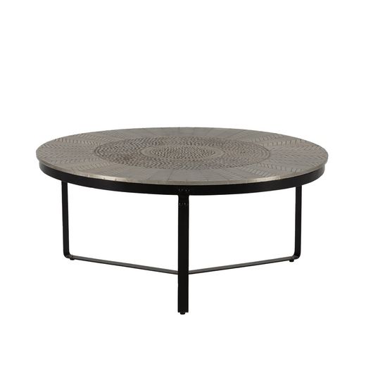 Mesa de centro redonda de metal en color plata, 90 x 90 x 40 cm | Clarisa