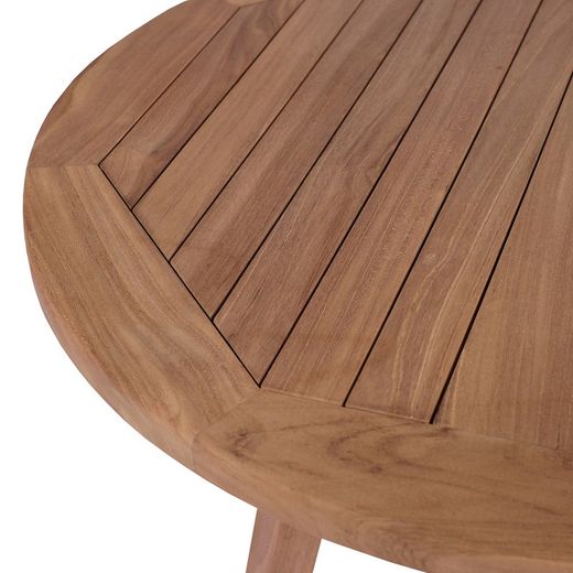 Okrągły stolik kawowy ogrodowy z drewna tekowego w kolorze miodowym, 90 x 90 x 47 cm | Danao