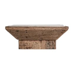 Tavolino Samsun in legno di pino riciclato naturale/bianco, 100 x 100 x 41 cm