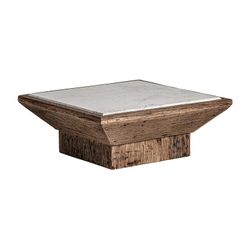 Tavolino Samsun in legno di pino riciclato naturale/bianco, 100 x 100 x 41 cm
