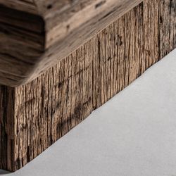 Tavolino Samsun in legno di pino riciclato naturale/bianco, 100 x 100 x 41 cm