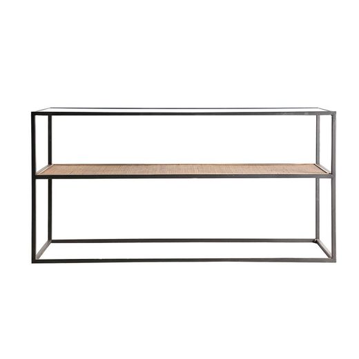Mesa de Centro Treignac de Hierro, Ratán y Cristal, 120x40x60 cm