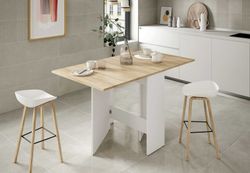 Klapp-Esstisch aus naturfarbenem/weißem Holz, 140 x 77 x 78 cm | fliegen