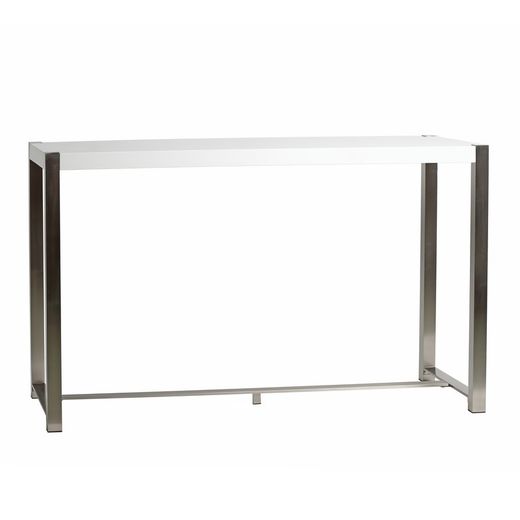 Hoge eettafel in wit hout en stalen frame, 160 x 60 x 100 cm