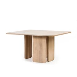 Square wooden dining table in light natural color, 137 x 137 x 75 cm | Arq